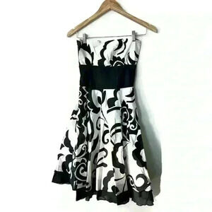Y2K Costa Blanca Euro Summer Cotton Floral Black White Fairy Core Girl Dress XS